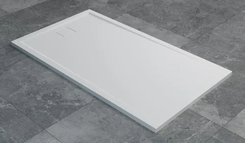 Cadita de dus dreptunghiulara Ronal (SanSwiss) Livada W20A 80x120 cm slim marmura sintetica alb