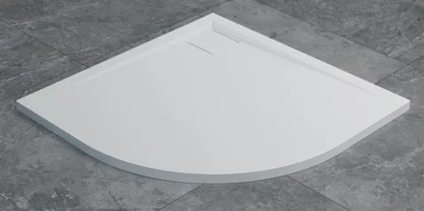 Cadita de dus semirotunda Ronal (SanSwiss) Livada W20A 80x80 cm slim marmura sintetica alb