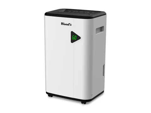 Dezumidificator Woods MDX20P Capacitate 20 litri/zi Pompa condens Uscare rufe Setare umiditate Afisaj electronic Timer Suprafata 40mp