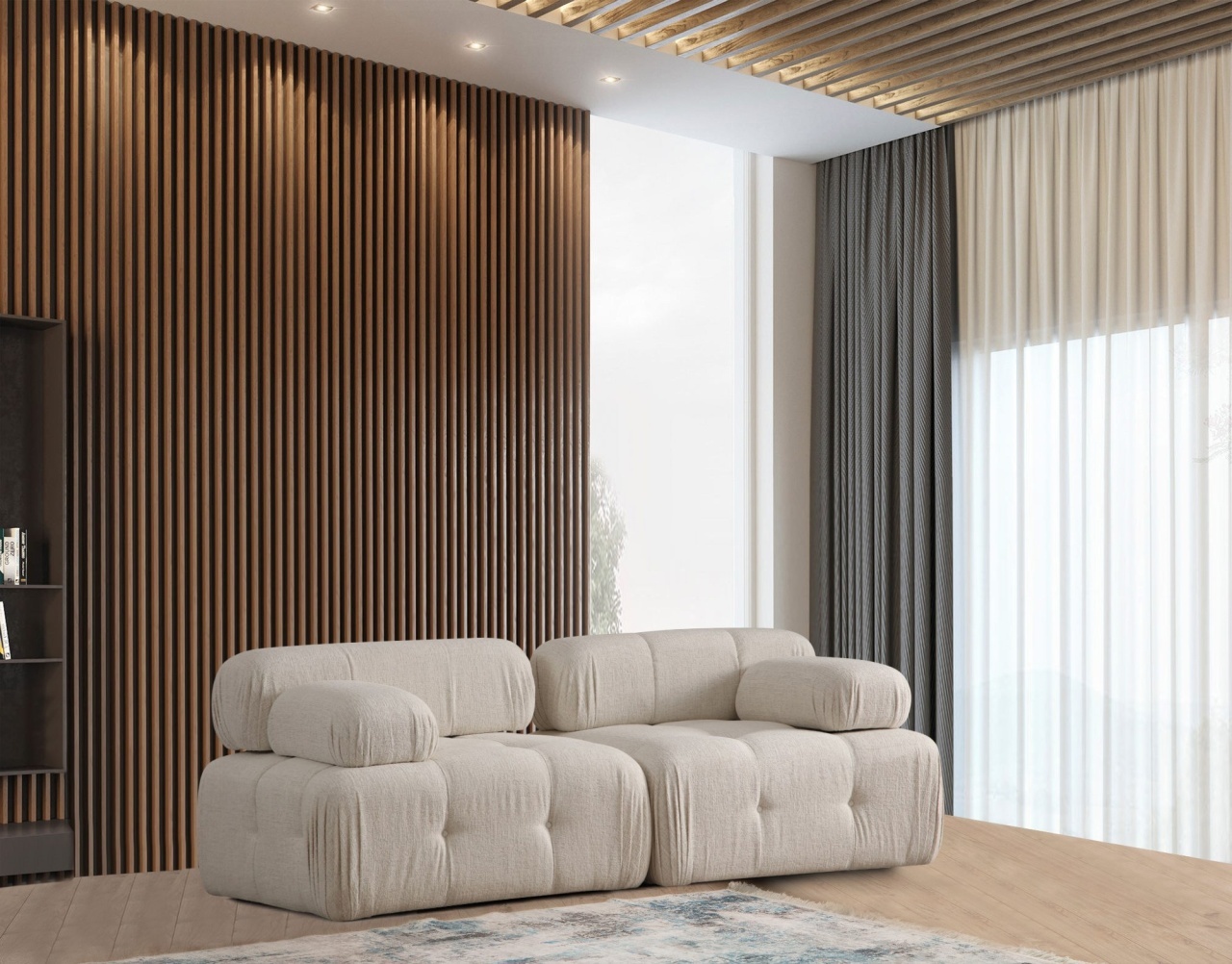 Canapea 2 locuri Doblo Crem 210x105x80 cm cu 13% reducere de la vivadeco.ro/ | Reduceri Canapele Salvador| Imaginea nr.1