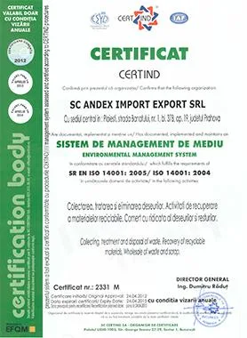 ANDEX IMPORT EXPORT colectare deseuri reciclabile pregatite sau nepregatite Bucuresti