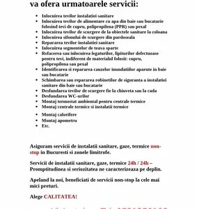 Instalatii sanitare - gaze Bucuresti