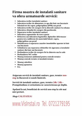Instalatii sanitare - gaze Bucuresti