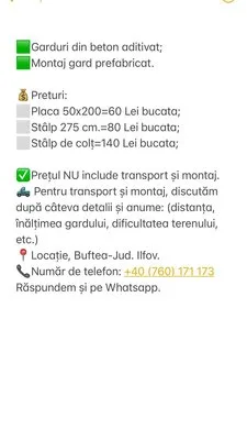 Garduri din beton Buftea