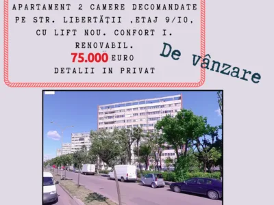 De vânzare apartament spațios cu 2 camere, decomandate