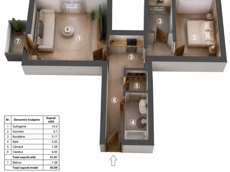 Apartament 2 camere Drumul Taberei